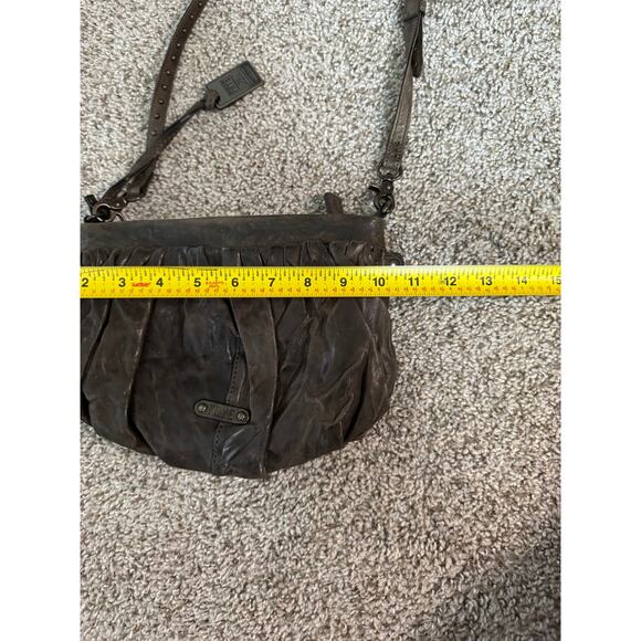 Frye Genuine Italian Leather Small Purse Bag Zip Gray Studded Removable Strap - Picture 10 of 13